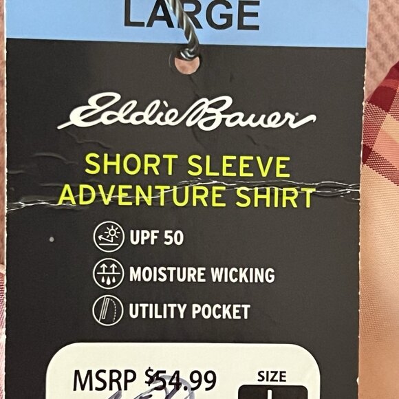 Eddie Bauer Women’s Short Sleeve Adventure Pink Shirt Size L Buttons NWT $54.99 - Picture 10 of 13